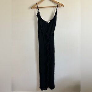 Vintage Bebe 90s/Y2K Black Ruffle Wrap Midi Dress